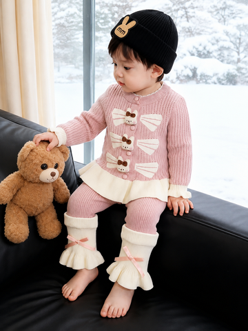 Baby Girl Knitted 3-Piece Bunny Winter Set | 3–24 Months
