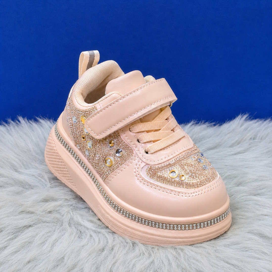 Kids Stylish Imported Stone Work Sneakers – Velcro High-Top Shoes