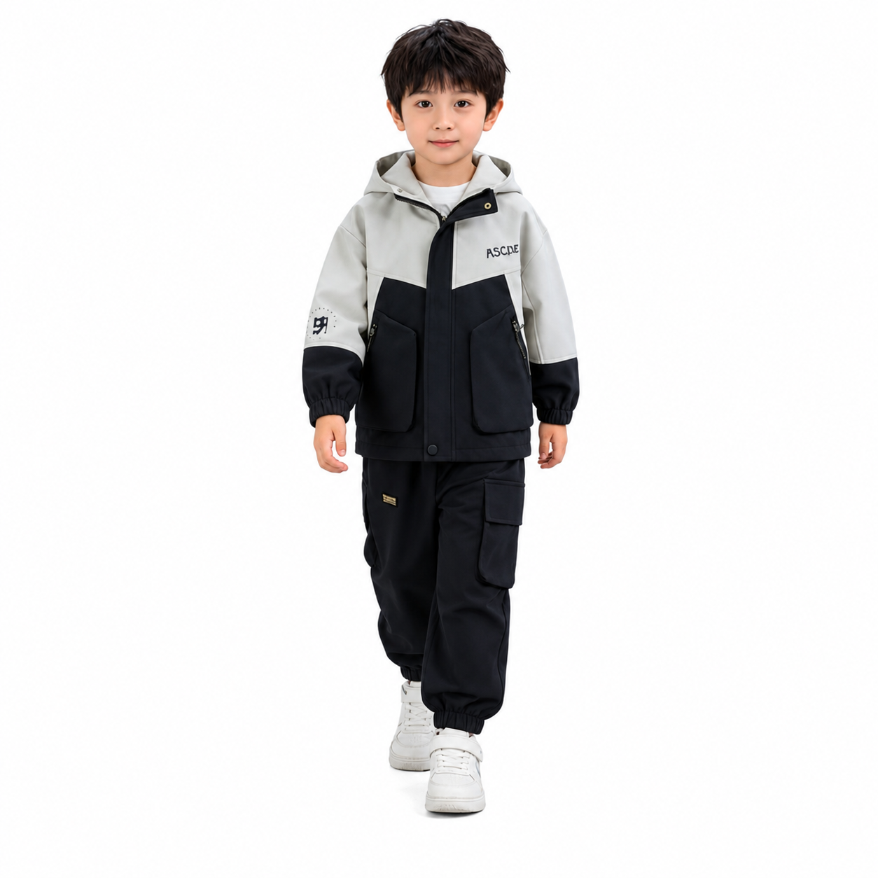 Boys imported 3-piece suit in black and grey