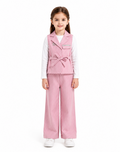 Girls formal waistcoat and wide-leg trouser suit in pink color