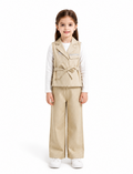 Girls formal waistcoat and wide-leg trouser suit in skin color