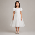 Imported Soft Net and Moonlight Girls Party Frock in White
