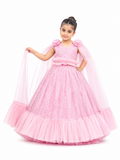 Premium Girls Cape-Style Fairy Frock in Baby Pink