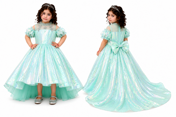 Premium Girls Tail Fairy Frock in Mint Green